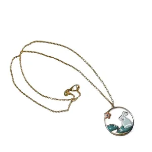 Bunny in the Clouds Gold-Tone Enamel Necklace thumbnail 7