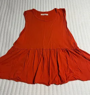 Free People Bright Red Sleeveless Peplum Tank thumbnail 1