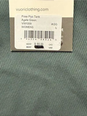 Vuori Women's Pose Plyo Tank Agate Green Size Large New w/tag thumbnail 2