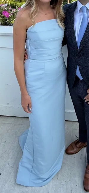 Light blue wedding guest dress thumbnail 1