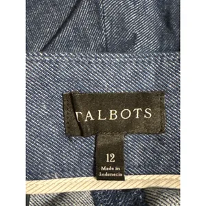 Talbots Wide Leg Crop Pants Womens 12 Blue Chambray Cotton Linen Culottes thumbnail 3
