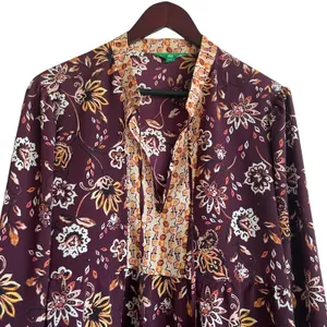 Dlp‎ Womens Boho Floral Babydoll Tunic XL Plum Peasant Whimsical Earthy Cottage thumbnail 3