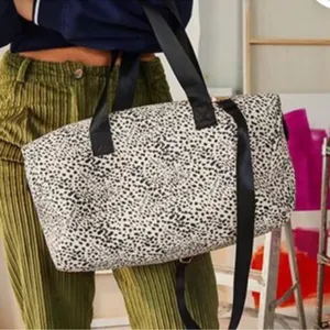 Mali & Lili Weekender Bag Animal Print Travel Bag Straps Black Cream thumbnail 2