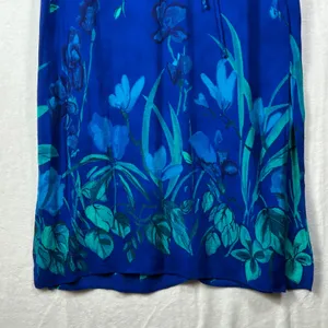 SL Fashions Vintage‎ Blue Floral Rayon Maxi Dress Short Sleeve Tie Waist Size 12 thumbnail 7