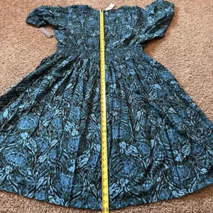 Lane Bryant Dress Womens 24‎ Blue Green Smocked shoulder Long Sleeve Midi dress thumbnail 10