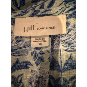 J Jill Love Linen‎ Maxi Dress Women XS Blue White Linen Floral Lagenlook Boho thumbnail 9