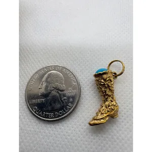 Vintage Avon Gold Tone Victorian High Button Boot Charm Turquoise Cabochon thumbnail 7