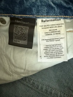 Reformation Cary Cargo High Rise Slouchy Wide Leg Jeans Size 29 Medium Wash thumbnail 10