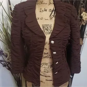 Cachet Brown Ruched Blazer Jacket Size 4 thumbnail 3