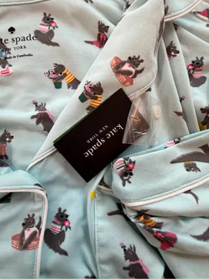 Kate Spade Large Scottie Dog Pajama Set Blue Short Sleeve Lounge Sleepwear NWT thumbnail 12