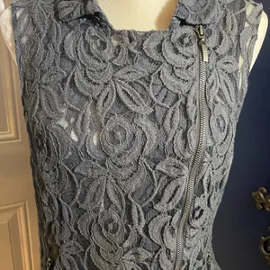 INC Slate Gray Lacy Vest Top Silver Size XL thumbnail 2