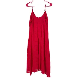 Lulus Perfectly Picturesque Red Floral Burnout Surplice Midi Dress Size Large thumbnail 5
