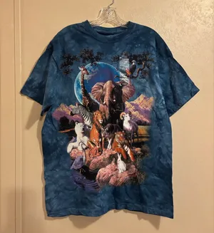 NWOT 1999 The Mountain Vintage Animal Tie-Dye Tee sz L Y2K thumbnail 1