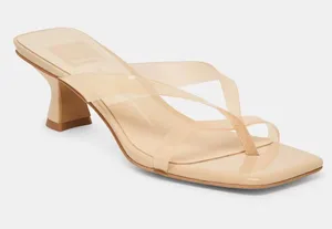 Dolce Vita Brevel Nude Vinyl Praline Jelly PVC Clear Strap Slide Sandal Heels thumbnail 1