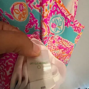 Lilly Pulitzer 100% Silk Small Mid Thigh Pink Seashell Border Print Shift Dress thumbnail 10