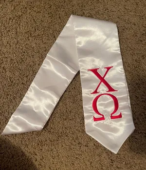 Chi Omega Graduation Stole White Size undefined thumbnail 1