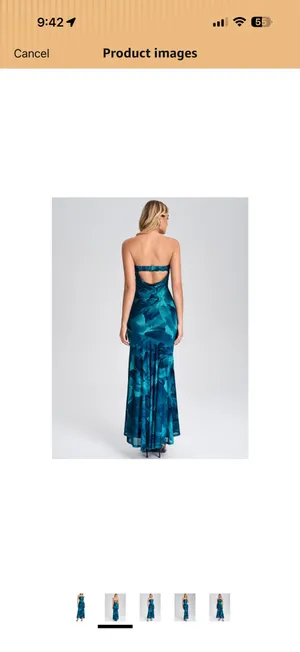 Teal floral bodycon dress Blue thumbnail 2