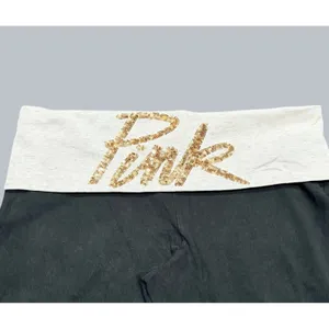 Y2k‎ Victorias Secret Pink Gold MCBling Spellout Foldover Flare Yoga Pants 2000s thumbnail 2