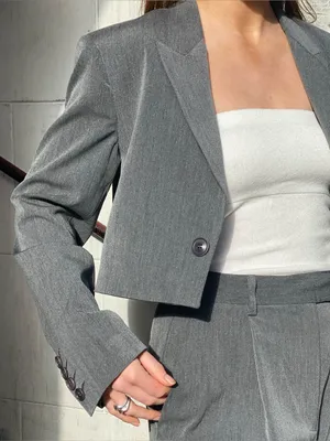 Djerf Avenue Cropped It Blazer Jacket Grey thumbnail 5