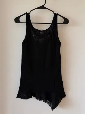 Only Hearts Helena Stuart Black Sheer Lace Sequin Shell Tank Top thumbnail 3
