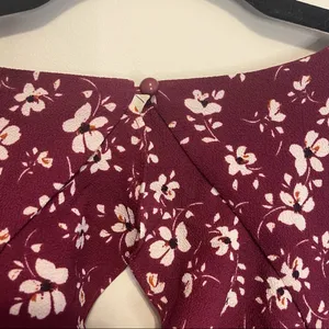 Charlotte Russe Maroon and White Floral Fit and Flare Ruffle Dress Size Medium thumbnail 9