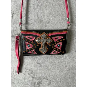 Western Rhinestone Cross Tri-Fold Wallet Crossbody Studded Cowgirl Rodeo Purse thumbnail 2