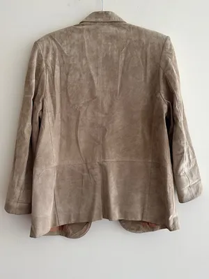 L.L. Bean Tan Suede Blazer Jacket, Fall Outerwear, Size 10 Petite thumbnail 14