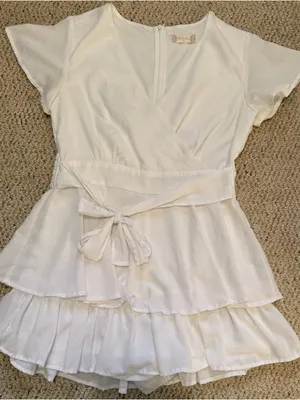 Altar’d State White Wrap Romper Dress Ruffle Tie Waist Cottagecore Bridal Medium thumbnail 2