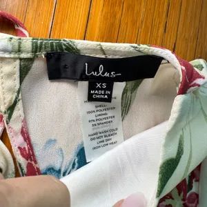 Lulus XS Floral Midi Dress Tie Back Slit Tropical Summer‎ Vacation thumbnail 4