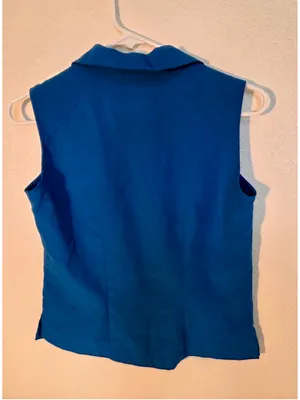 Mossimo Women’s Sleeveless Button Front Blouse Shirt Royal Navy Blue Small W-151 thumbnail 2