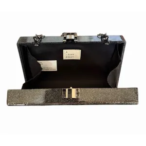A New Day Black Pearl White Confetti Acrylic Box Clutch Chain Bag thumbnail 10