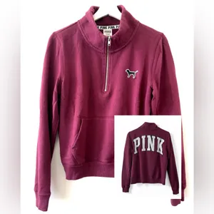 Pink Victoria's Secret Maroon Fleece Quarter Zip Size M thumbnail 9