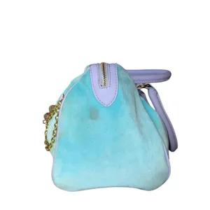 Vintage Juicy Couture light blue and lilac velour satchel bag thumbnail 2