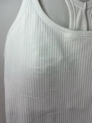 Lululemon Ebb to Street Tank Top White Ribbed Built In Bra Racerback Athletic 8 thumbnail 4