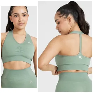 Oner Active classic 2.0 seamless v-neck bralette in sage marl Green- Size Large thumbnail 2