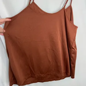 EUC women’s brown soft smooth‎ stretch adjustable strap camisole tank top L/XL thumbnail 5