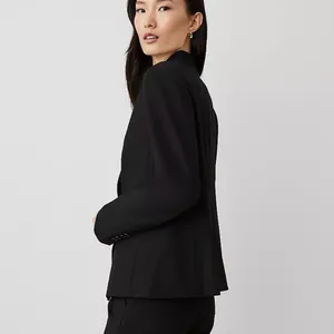Ann Taylor Black Virgin Wool Blend Blazer Jacket Size 8 thumbnail 3
