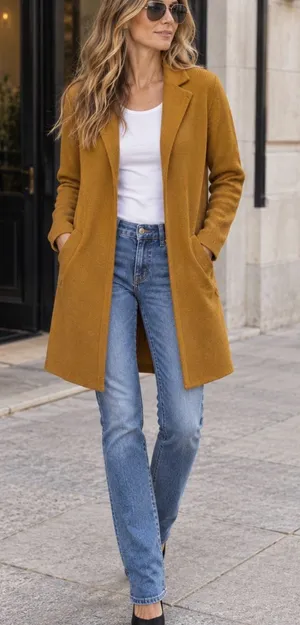 J. Crew 100% Cotton Pumpkin Open-Front Cardigan Coat thumbnail 1