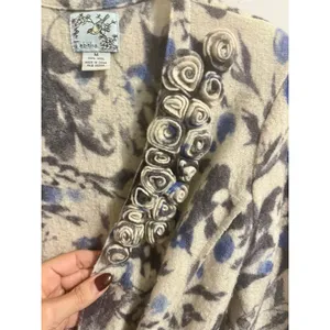 Anthropologie ‘Bud, Blossom and Blue Cardigan’ by Tabitha 100% Wool Women's sz M thumbnail 5