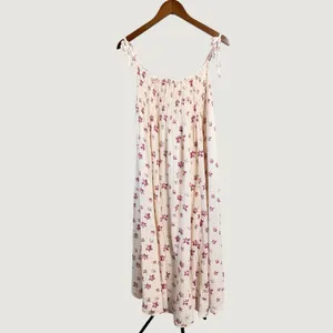 Free People Intimately Floral Smocked Gauze Midi Dress Cream Purple XS thumbnail 7