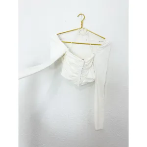 Edkited White Ruched Corset Bustier Top Size Small Long Sleeve Going Out Sexy thumbnail 9