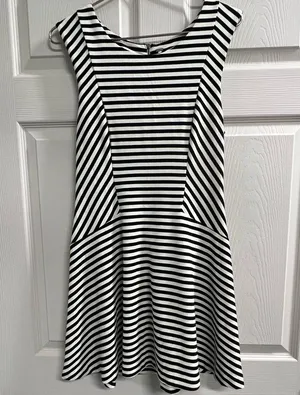 Free People Black and White Striped Dress - Medium - EUC thumbnail 1