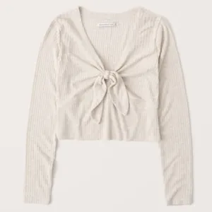 Abercrombie Long Sleeve Ribbed Knot-Front Crop Top S thumbnail 2