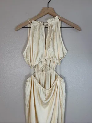12th Tribe Cream Ivory Satin Cutout Maxi Dress Small thumbnail 3