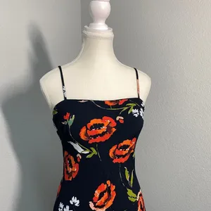 Olivaceous Black Red Floral Mini Dress Grunge Alt Summer Casual thumbnail 2