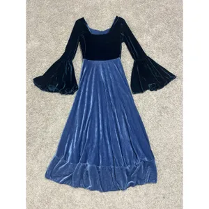 Velvet Renaissance Corset Midi Dress Bell Sleeve Cottagecore Fairy Goth Sz S/M thumbnail 6