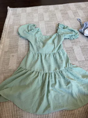 Sage green dress with open back that ties thumbnail 2