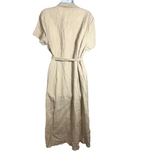 Quince 100% European Linen Button Front Belted Midi Shirt Dress Sand Beige L thumbnail 6