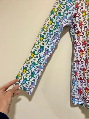 Roller Rabbit Disco Monkey Rainbow Henley Pima Cotton Pajama Top Size Small thumbnail 2