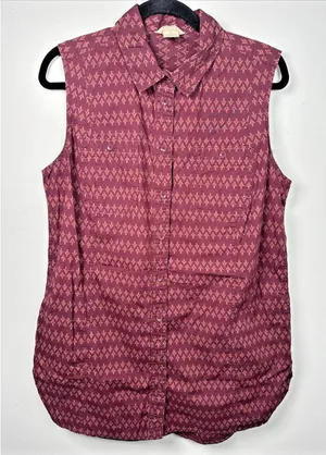 Duluth Large Womens Long Top or Mini Dress Organic‎ Cotton Burgundy Sleeveless thumbnail 1